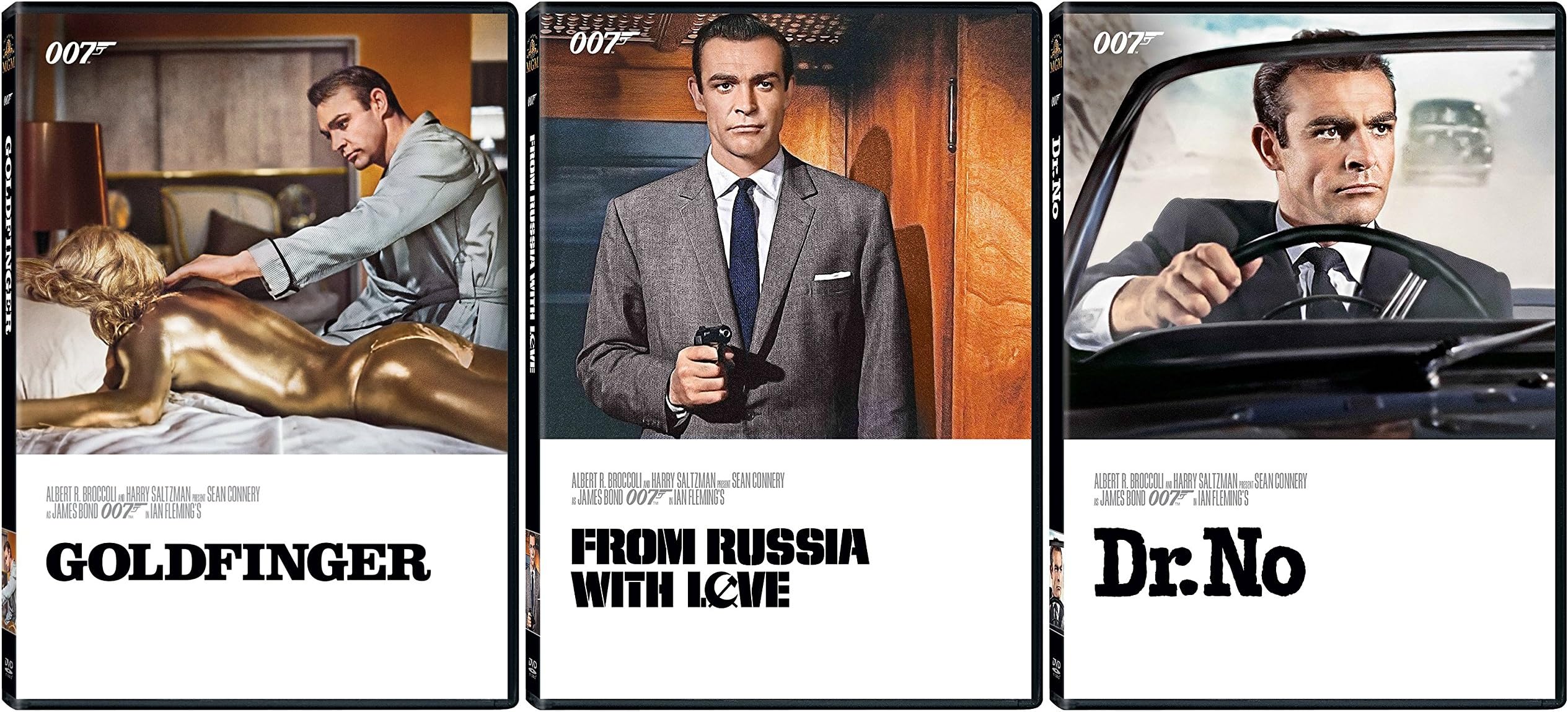 Sean Connery 3 Film Collection 1/2/3 Dr. No - From Russia With Love & Goldfinger 007 DVD First three films Action Movie Car Set