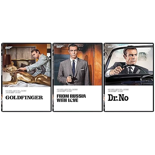 Sean Connery 3 Film Collection 1/2/3 Dr. No - From Russia With Love & Goldfinger 007 DVD First three films Action Movie Car Set