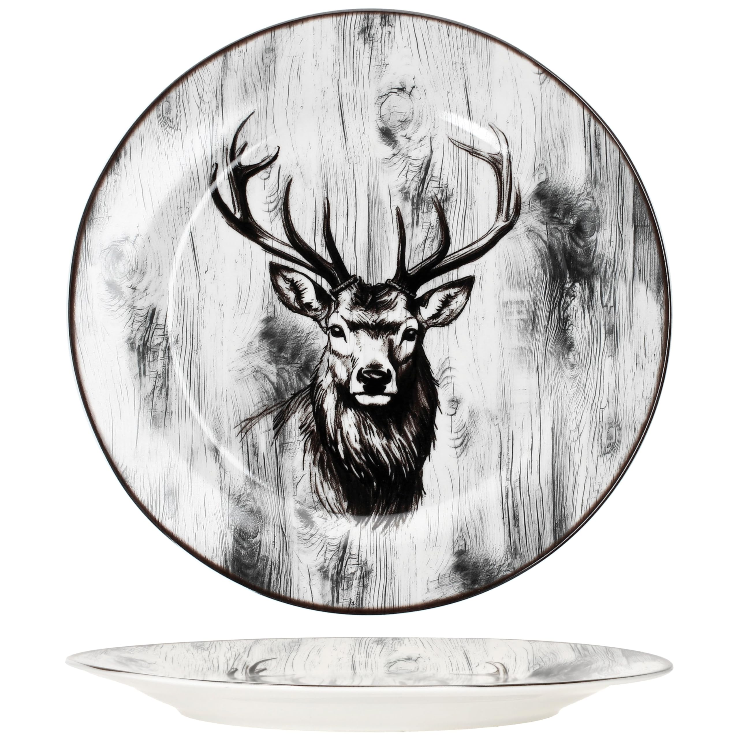 Assiettes Plates Pâques Lot De 6 - Porcelaine, Ø27 Cm, Décor Lapin Et Prairie - Pour Repas Festif