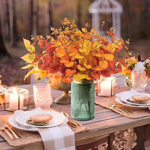 Miniatura 2 de 10 piezas de decoración de otoño para el hogar, flores artificiales, plantas falsas, Acción de Gracias, decoración de otoño al aire libre