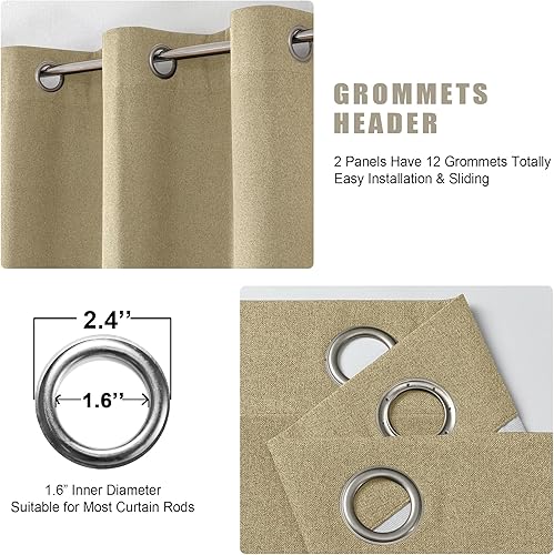 Miniatura 4 de OVZME Rhea Cortinas 100% opacas de 72 pulgadas de largo, 2 paneles para sala de estar, cortinas de oscurecimiento de habitación completa con