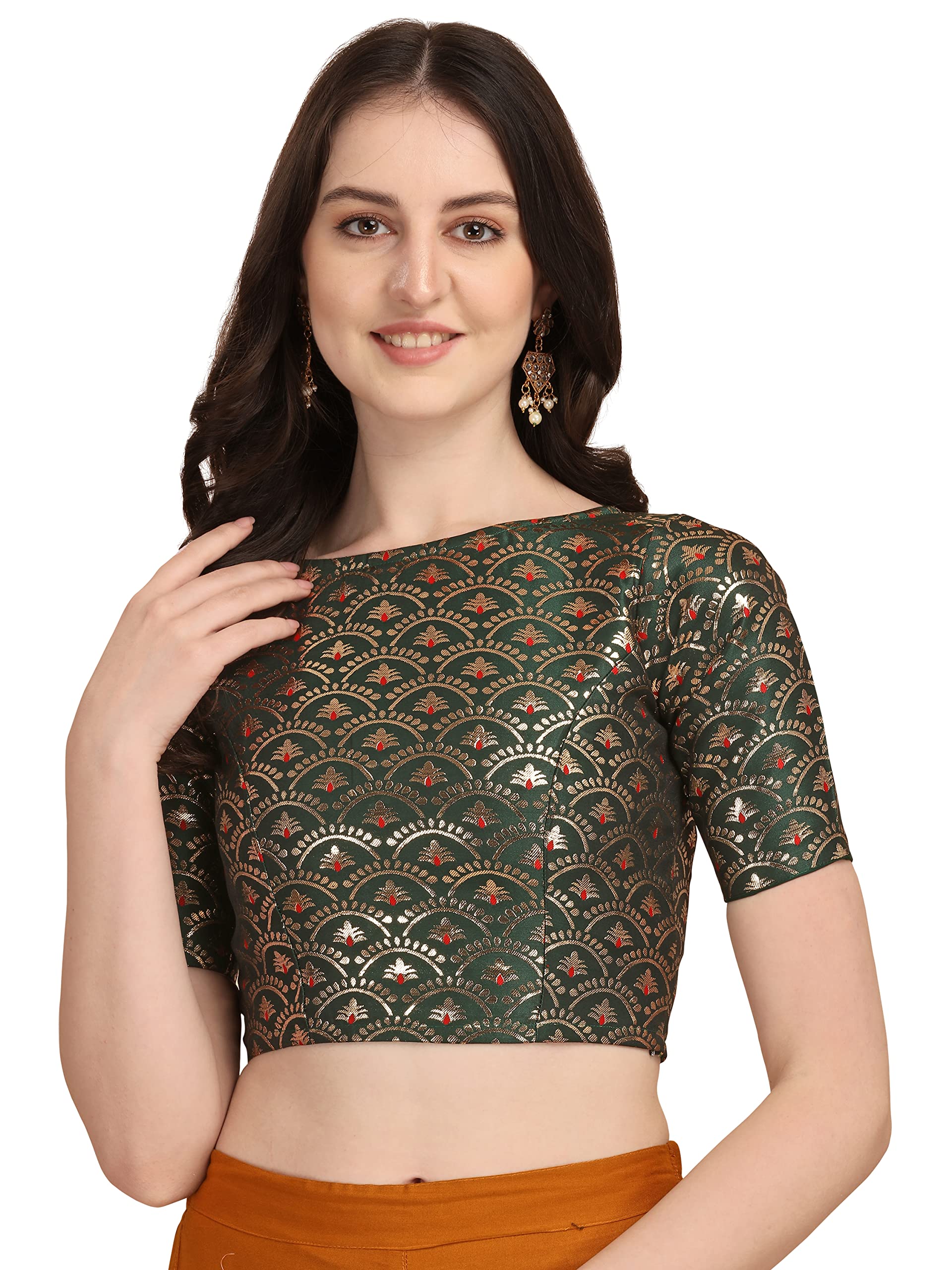 oomph! Women's Art Silk Jacquard 3/4 Sleeves Blouse-picture-27