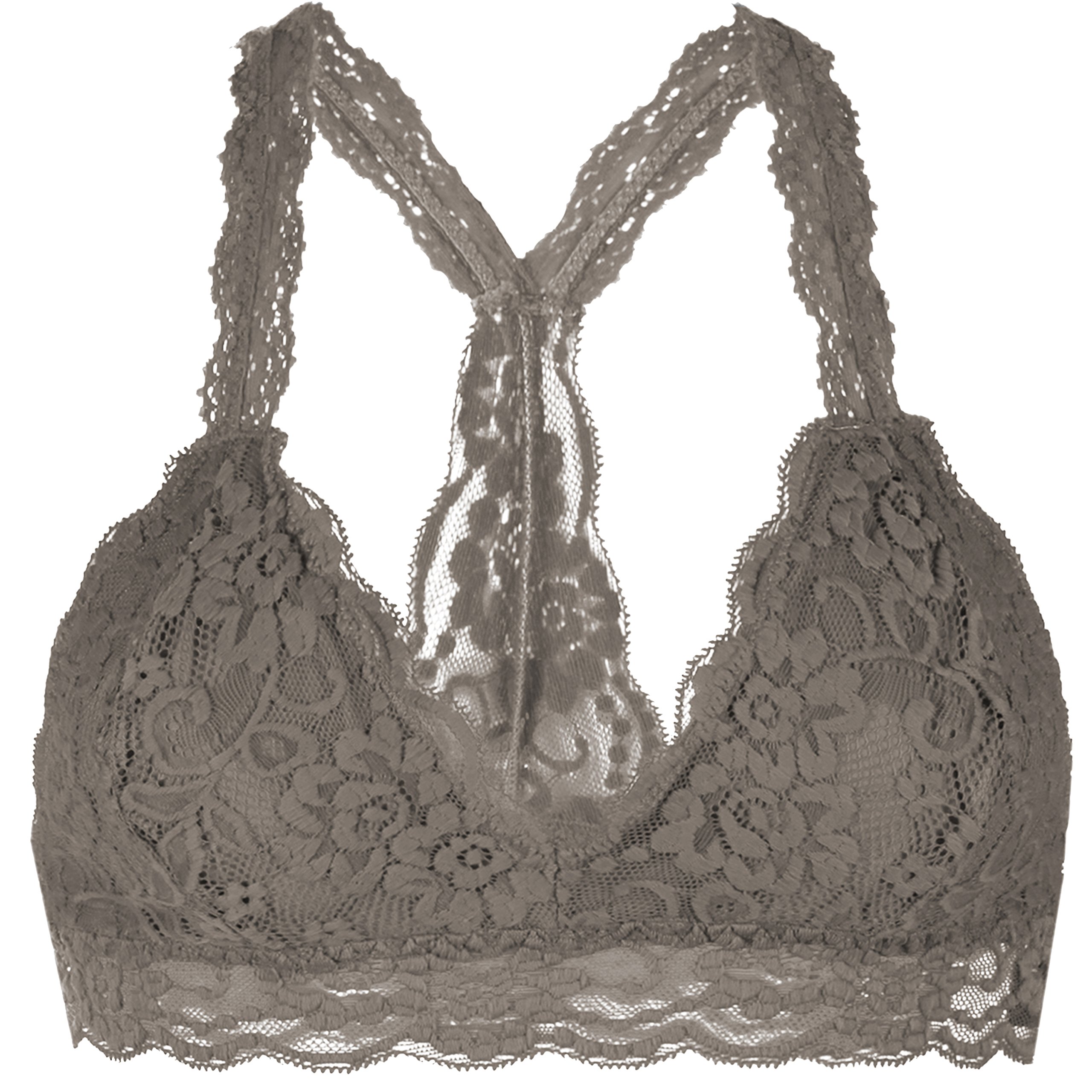 Bustier Floral Lace Crop Top Bralette Sheer Sexy Cami Tank Triangle Bra (L, Lt. Brown)