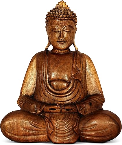 G6 Collection Estatua de Buda sentada serena de madera, hecha a mano, escultura de meditación, figura de madera, acento decorativo, rústico, hecho a G6 Collection Estatua de Buda sentada serena de madera, hecha a mano, escultura de meditación, figura de madera, acento decorativo, rústico, hecho a