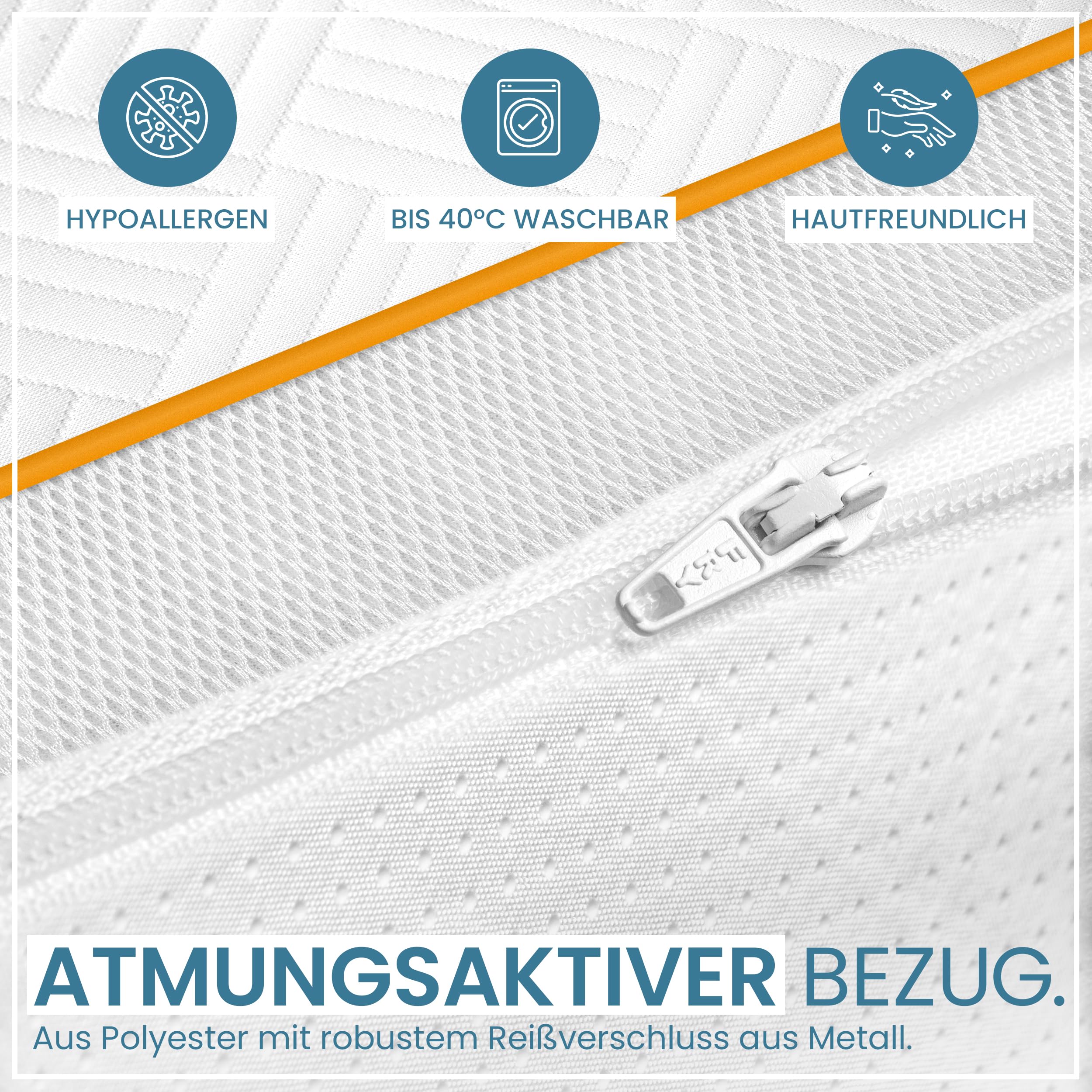 Hochwertiger Topper 100x200cm 7cm hoch - H2/H3 Matratzentopper mit weicher Gel-Memory- und stützender Komfortschicht - Ökotex 100 Zertifiziert - Bezug atmungsaktiv & waschbar
