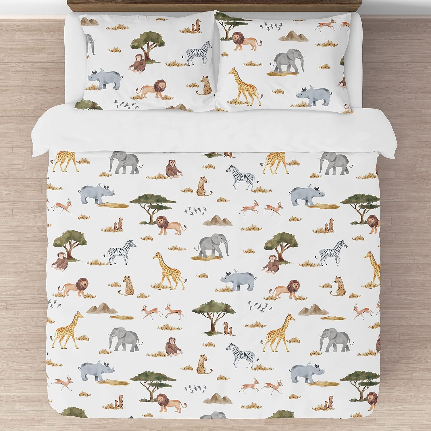 Sweet Jojo Designs Jungle Animals Boy Girl 3pc Full/Queen Bedding Comforter Set Hunter Green Yellow Grey Rust Orange Black White Wildlife Safari Animal Elephant Giraffe Lion Monkey Leopard Cheetah