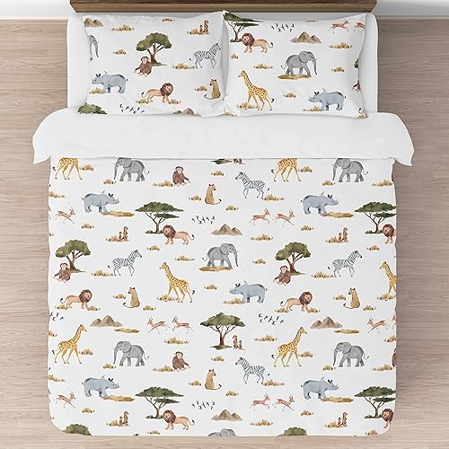 Miniatura 3 de Sweet Jojo Designs Juego de edredón de 3 piezas con diseño de animales de la selva, tamaño matrimonialqueen, verde cazador, amarillo, gris, óxido,