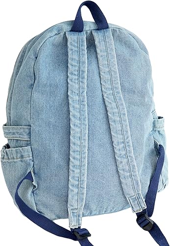 Miniatura 6 de YunZh Mochila de mezclilla estilo casual ligero jeans mochilas clásicas retro viaje mochila, Azul bebé, Mochilas Daypack