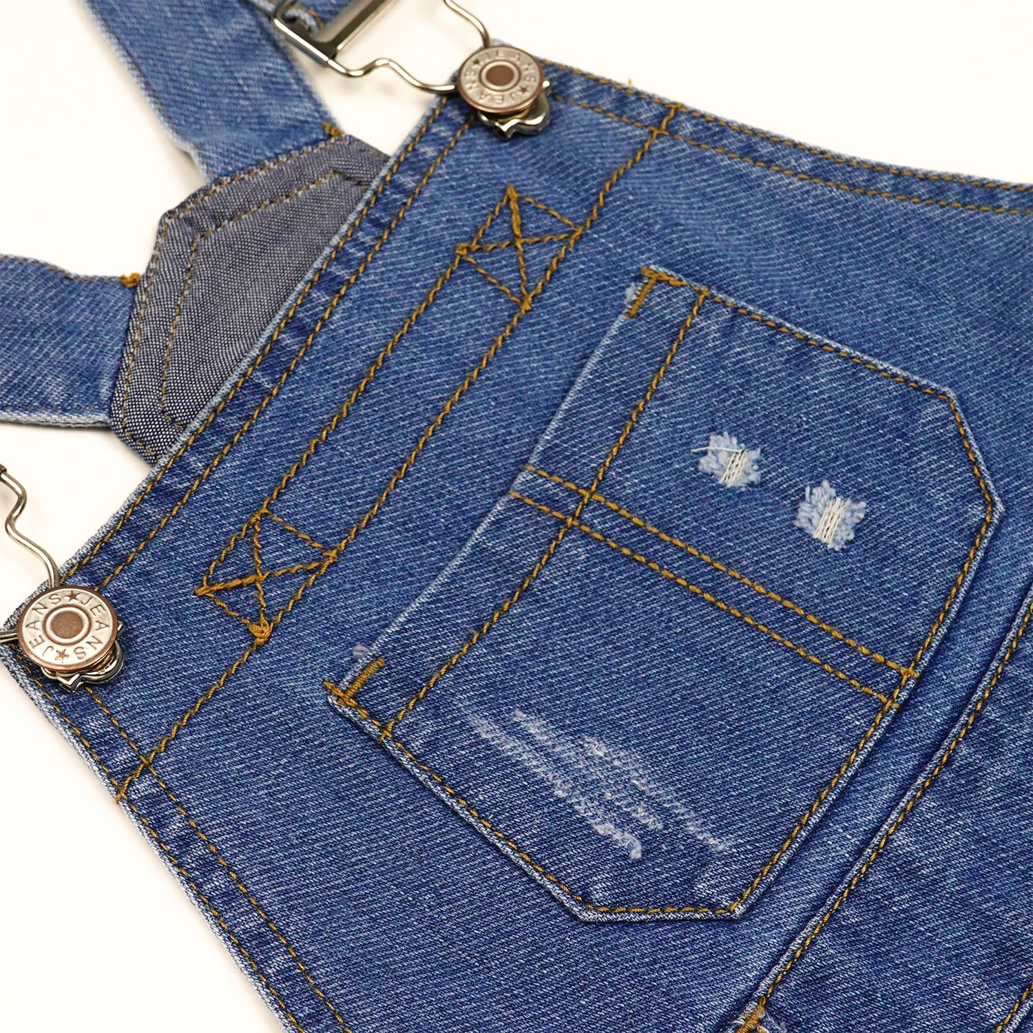 KIDSCOOL SPACE Jeans Slim Fit bébés petits garçons, salopette en jean déchirée avec grande poche à bavette