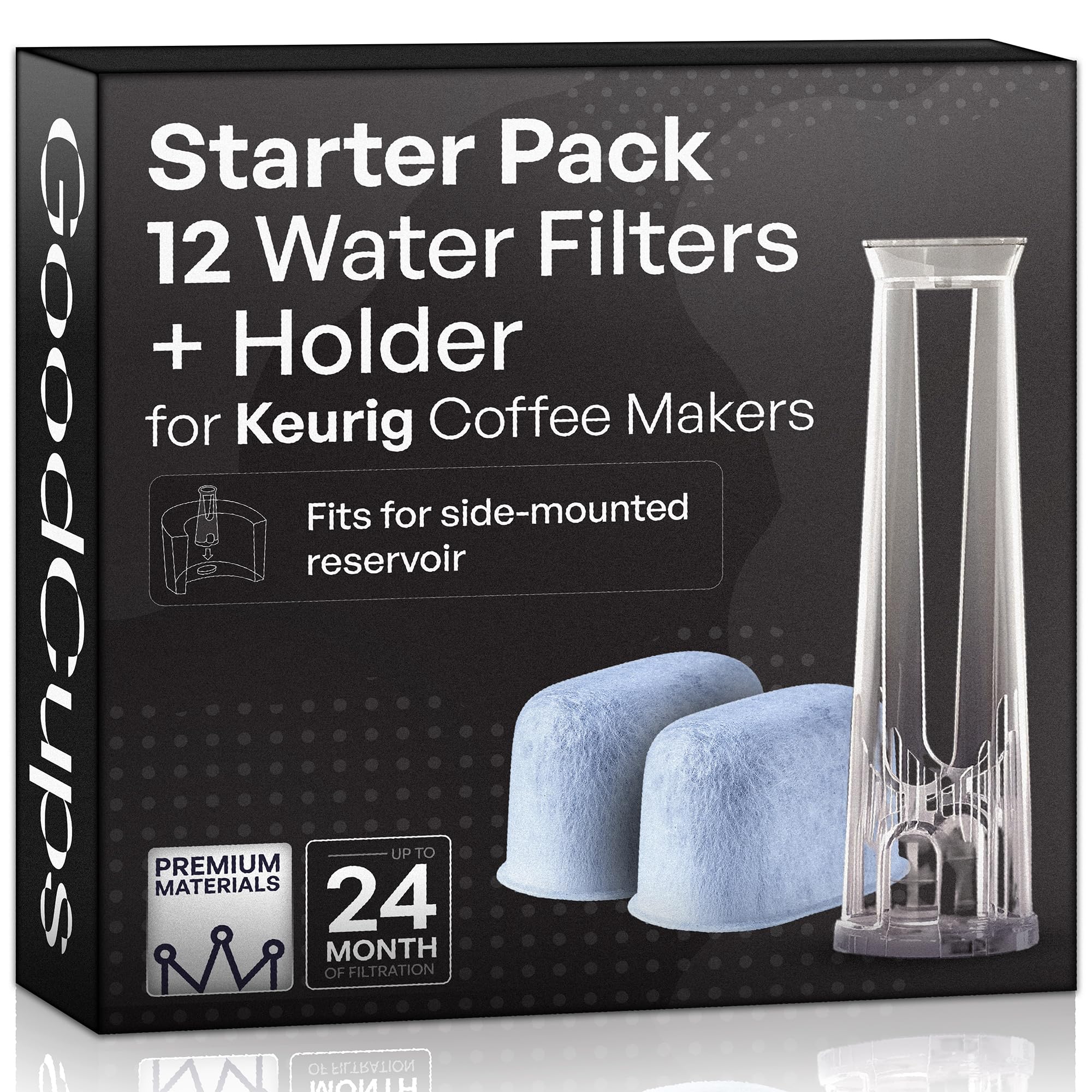 - Water Filter Holder and 12 Water Filters for Keurig K-Supreme, K-Slim, K-Express, K-Select, K-Classic, K-Duo Plus, K-Elite, K-Iced, K-Cafe - for Use in All Keurig Brewers with Side-Loaded Reservoir