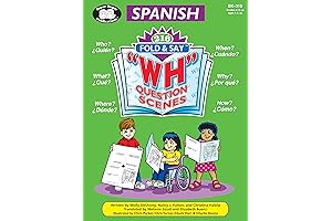 Spanish 216 Fold & Saying WH Question Scenes: Set of 5 Boards & 15 Mini-Boards