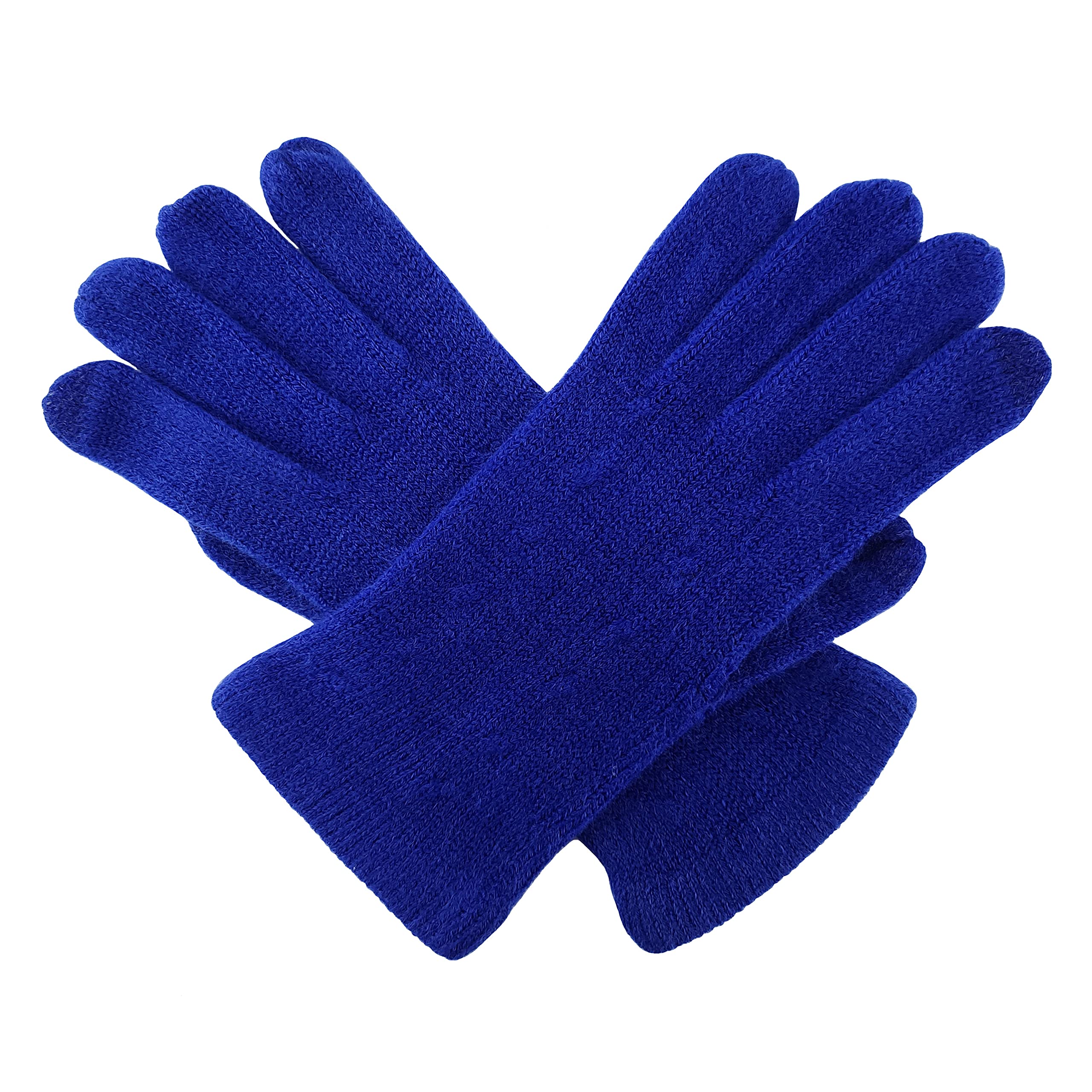 BRUCERIVER Sciarpa e guanti da donna a maglia con funzione touch screen cashmere sensazione cavo design (Royal Blue Touchscreen)