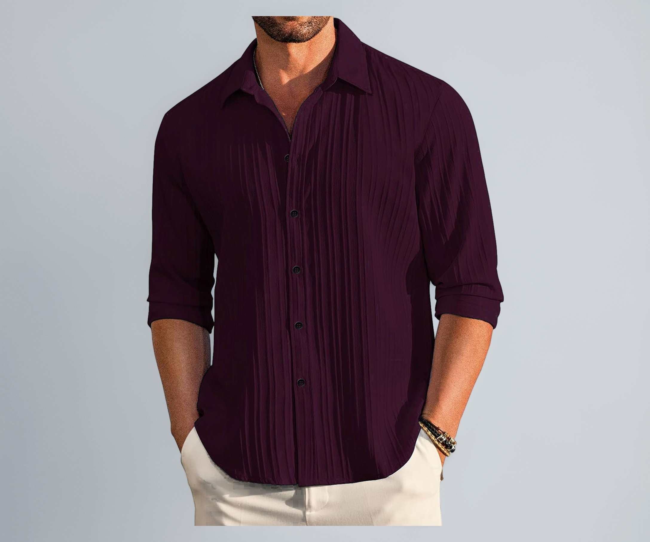 DEELMO Men's Casual Button Down Shirts Long Sleeve Linen Shirt Fashion