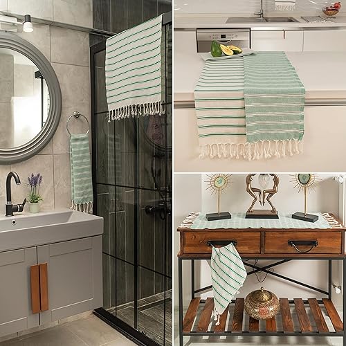 Vista 62 de Ruvy Home Basics - Toallas de mano turcas para baño - Toallas decorativas de algodón para baño, cocina, yoga, gimnasio, té, paños de cocina, rostro