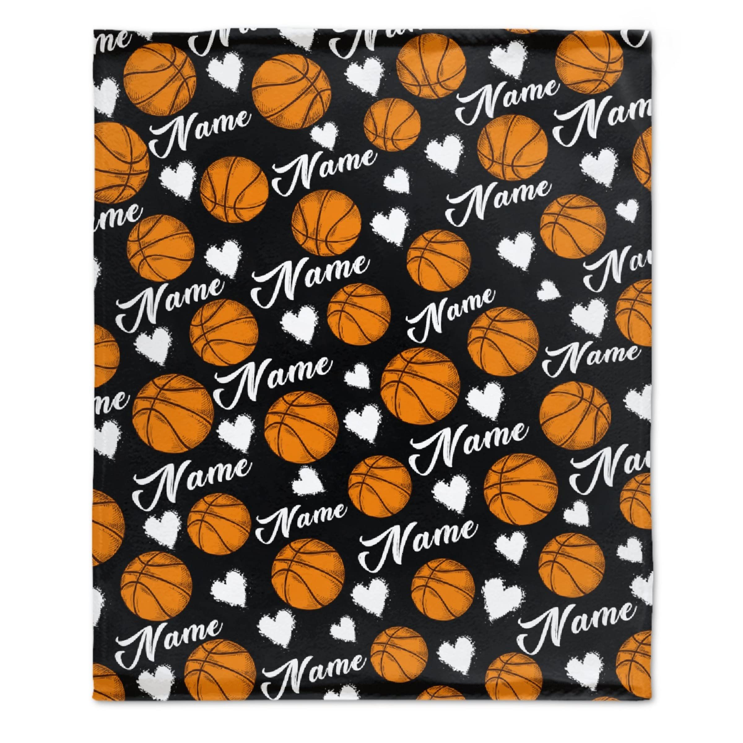 Custom Name Blankets with Basketball for Boys Girls, Personalized Blankets with Name for Kids, Customized Throw Blanket with Cute Animal for Toddler Newborn 40