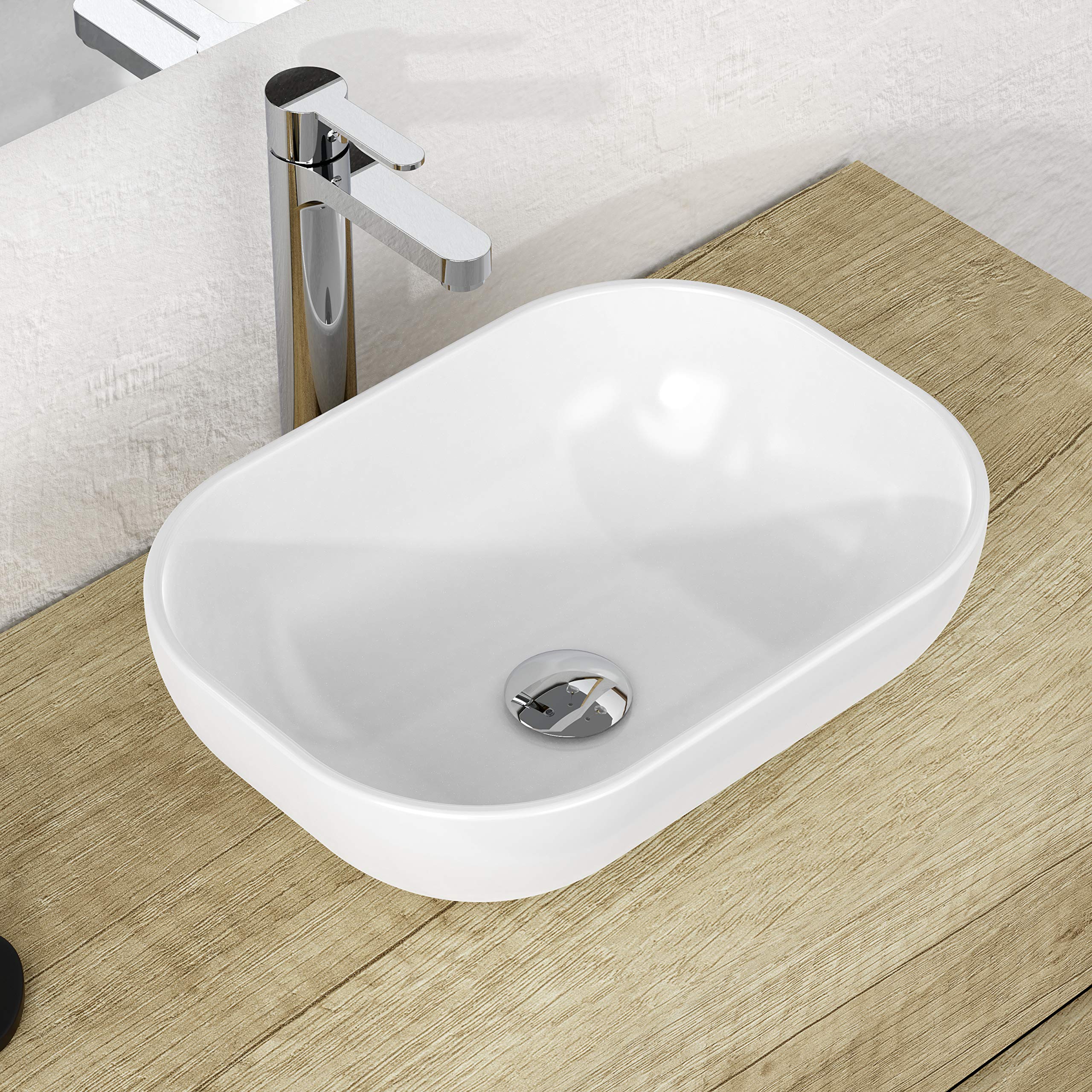 Baikal Baño Onyx, 2 cajones, suspendido en Pared, con Lavabo cerámico. Mueble Montado, Melamina 16,Mueble F46 + Top + Lavabo 100 cm Nature