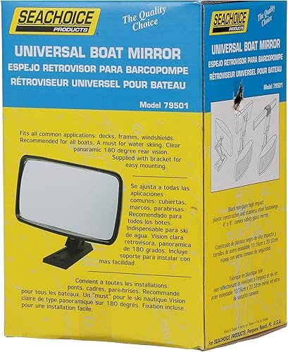 Miniatura 6 de SEACHOICE Espejo universal para barco, 8 pulg. X 4 pulg. Vidrio de seguridad convexo, carcasa de plástico ABS negro