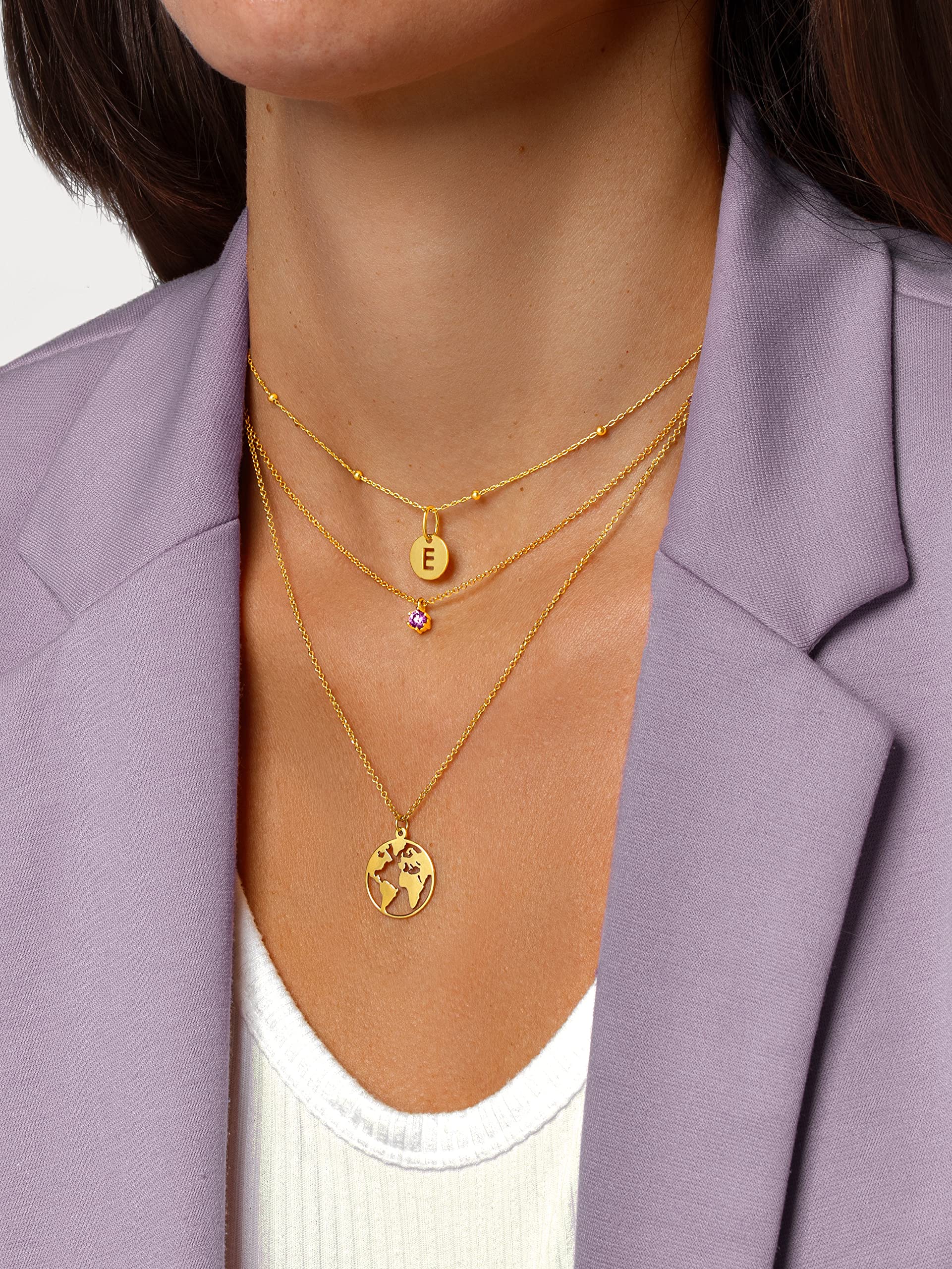 SINGULARU - Collar Dots. Colgante en Plata de Ley 925 con mini Bolitas a lo largo de la Cadena. Talla Unica. Baño de Oro de 18 Kt o Rodio. Joyas para Mujer