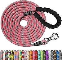 Vista 23 de NTR Correa de 100 pies para perros de raza grande, correa larga con gancho giratorio con bloqueo, mango acolchado e hilo altamente reflectante