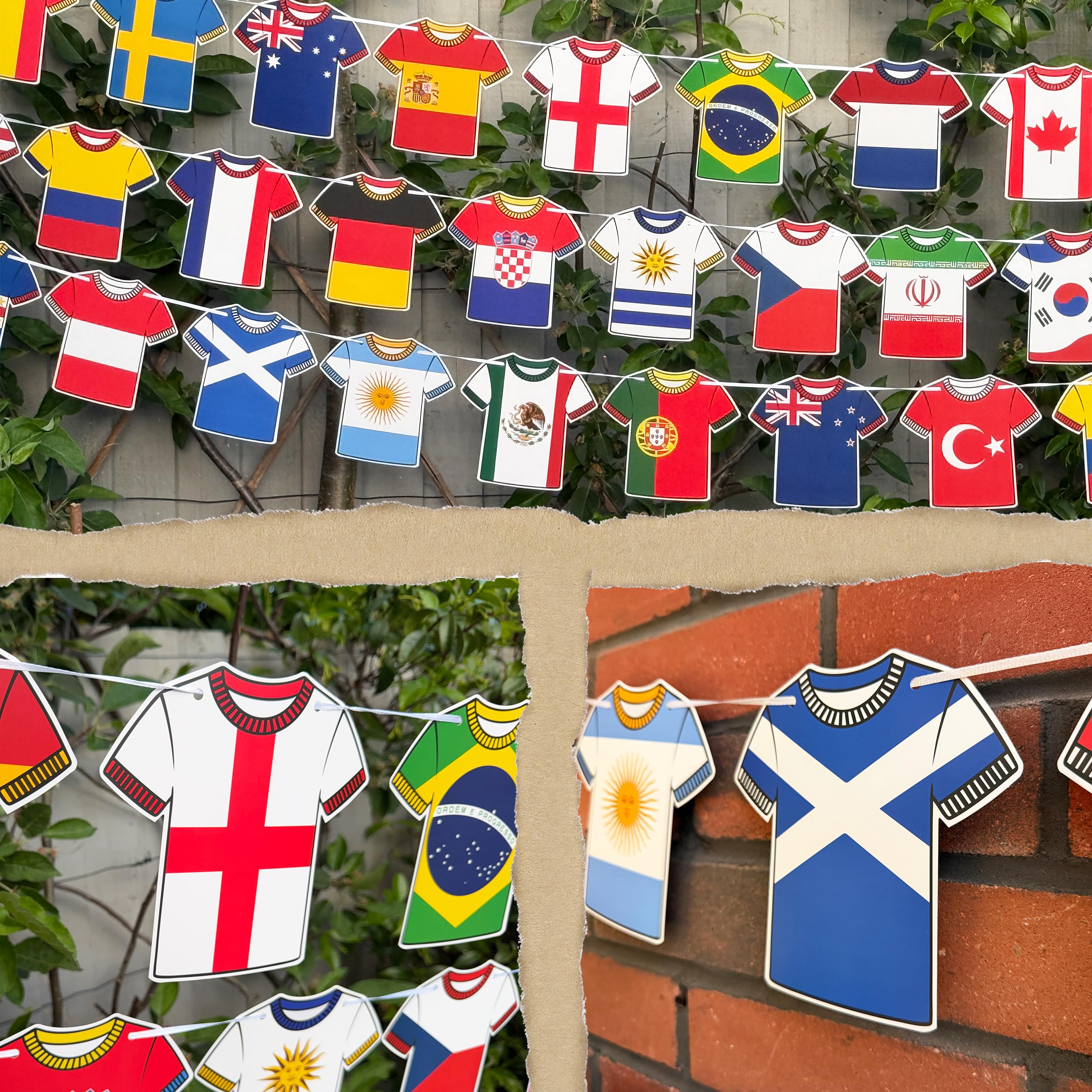 Banderines reutilizables Copa del Mundo 2026 2 unidades 48 equipos decoración fútbol pancarta de papel