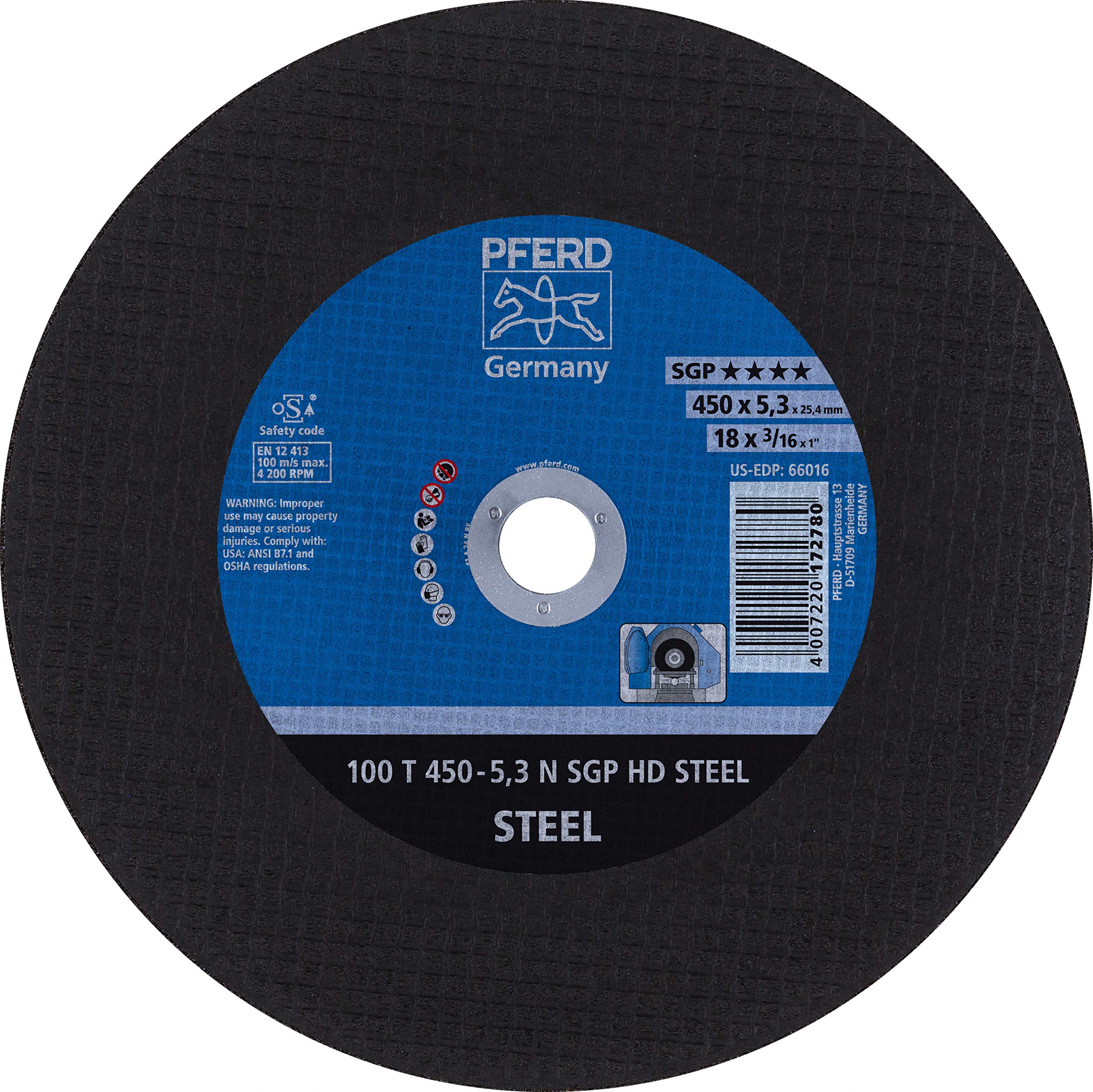 Meule FD 66016 18 x 3/16 x 1 T450-4 pour découpe industrielle