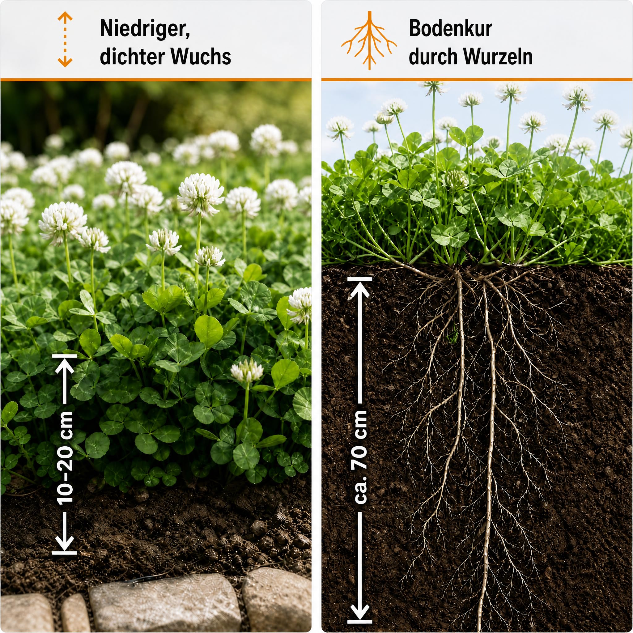 Gärtner's erste Wahl! Bobby-Seeds Weißklee Samen 2500 g für ca. 1250 m², Saatgut ohne Gentechnik für Gründüngung und Bodendecker, mehrjährig und winterhart, Keimfähigkeit geprüft