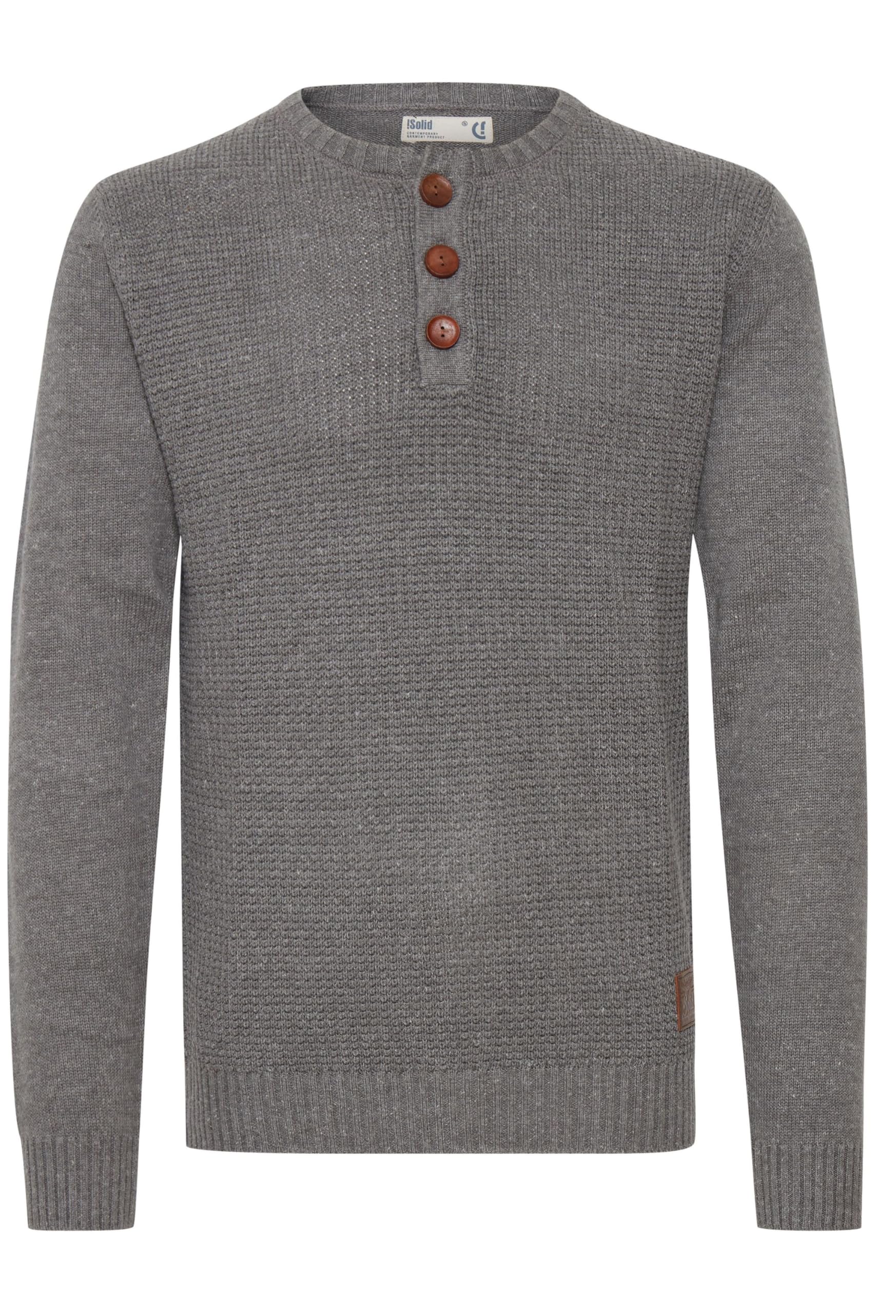 !Solid SDTerrance Herren Strickpullover Feinstrick Pullover mit Grandad Ausschnitt Baumwollmischung Regular fit