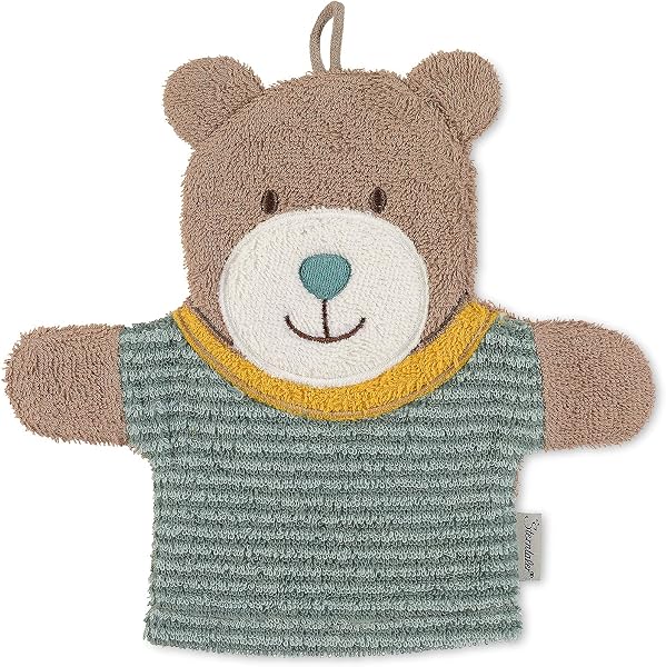 Sterntaler Spiel-Waschhandschuh Bär Ben, Größe: 22 x 24 cm, Mittelgrün - 1