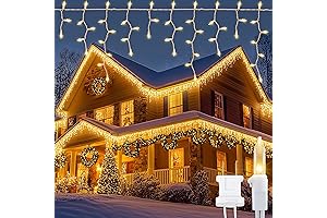 23FT 200 Icicle Lights Warm White for Indoor Holiday