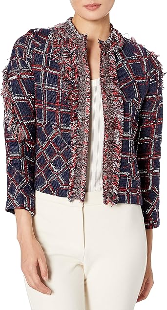 fringe tweed blazer