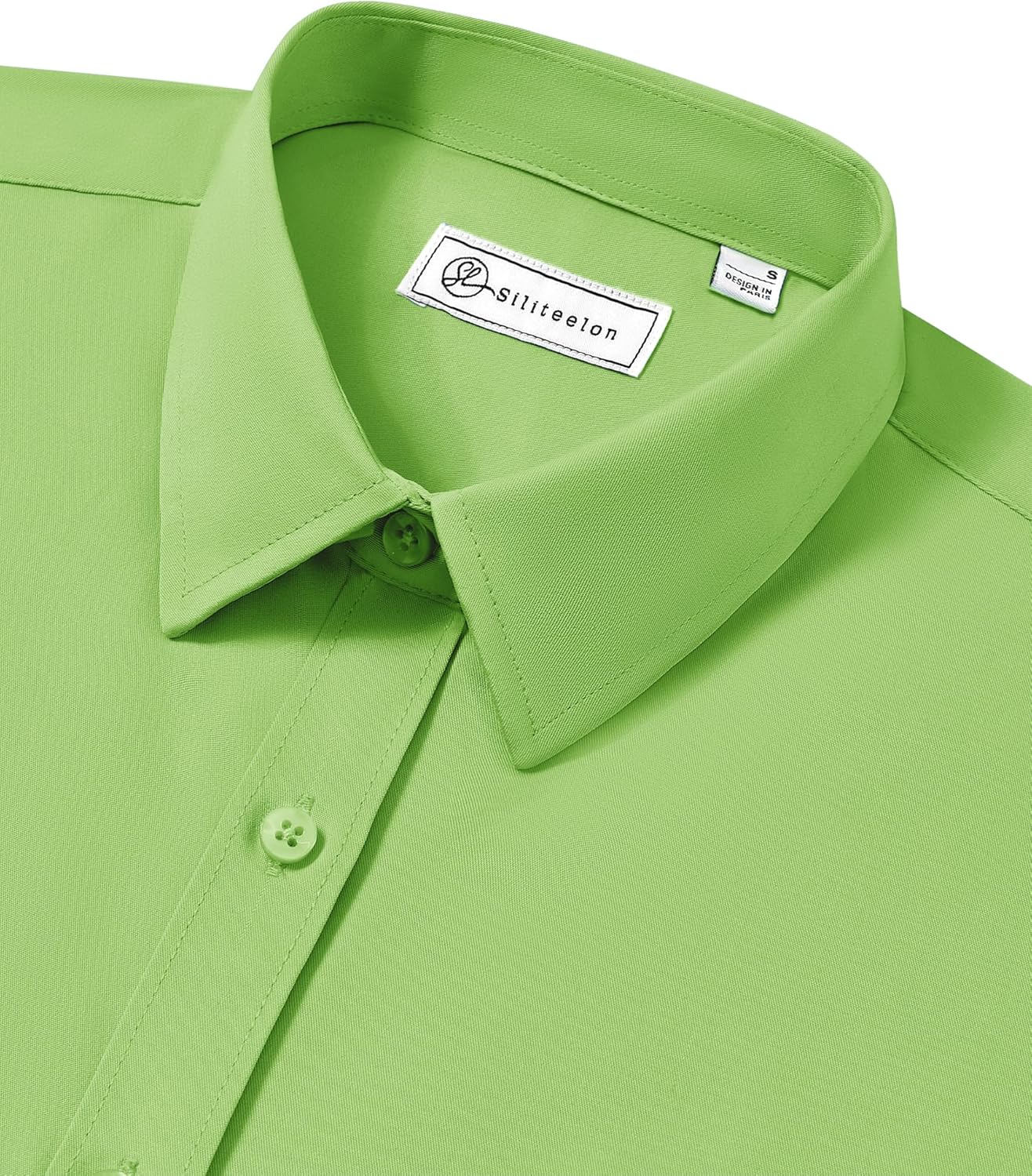 siliteelon Button Down Shirts for Women Long Sleeve Dress Shirts Wrinkle Free Collared Work Office Solid Blouses Tops - Image 3