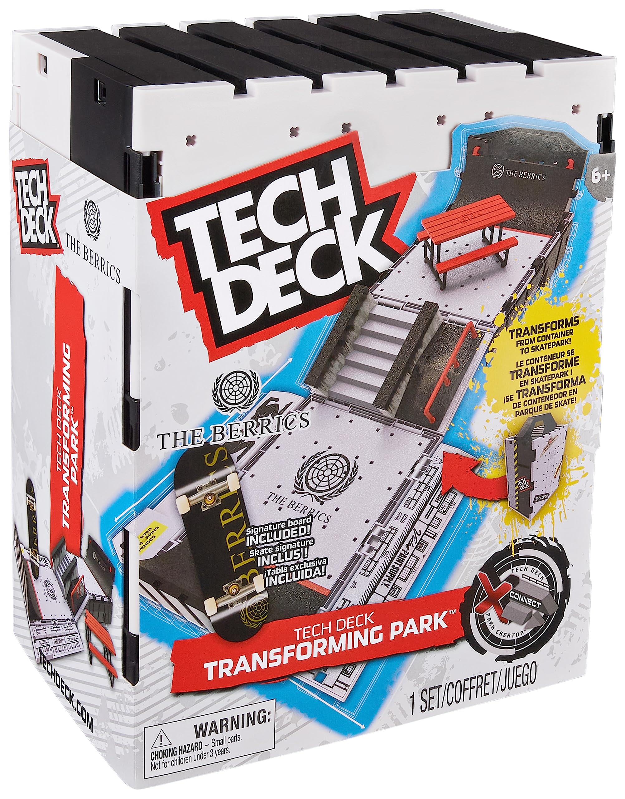 Tech Deck - Pista Skate de Dedos The Berrics Transforming Park X-Connect Park Creator - Juego de Rampas con una Fingerboard de 76 cm - con Almacenamiento - 6066471 - Juguetes Niños 6 Años +