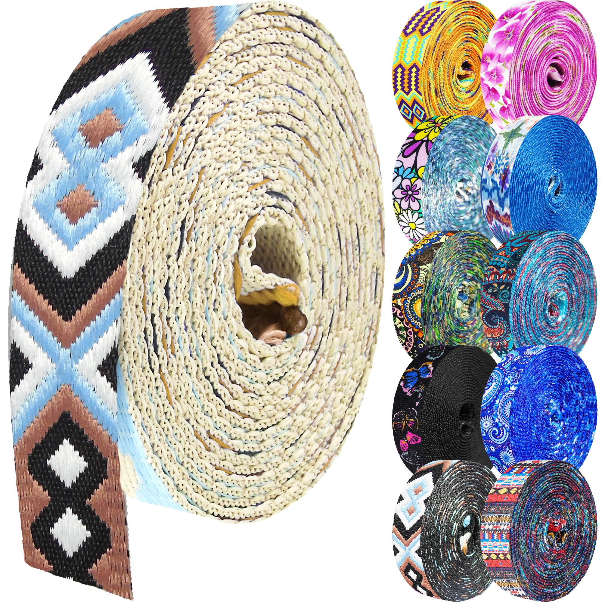 Grosun 1.5 inch Patterned Nylon Webbing Belt Webbing Straps Purse Straps Backpack Straps Nylon Belt