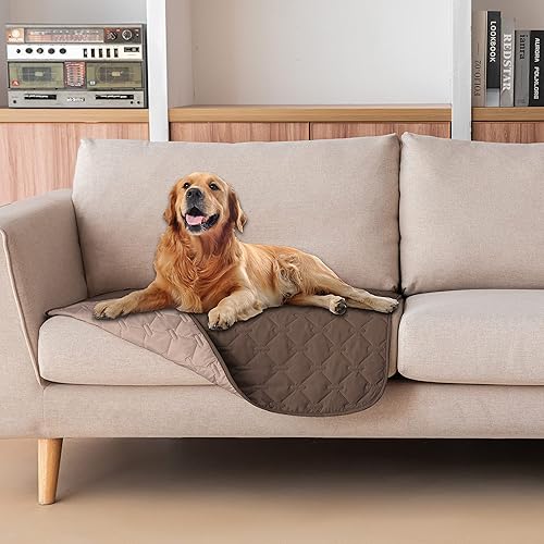 Miniatura 269 de gogobunny Manta impermeable 100 % de doble cara para perro, funda suave para cama de mascotas, reversible, protege muebles, sofá, auto para Beige