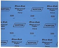 Vista 2 de Norton Hoja abrasiva T414 Blue-Bak con respaldo de papel, carburo de silicio, impermeable, grano 320 (paquete de 10)