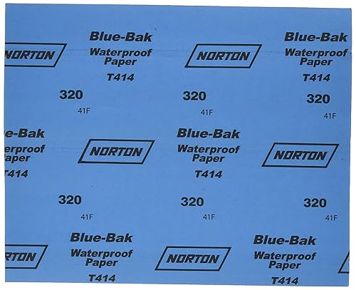 Miniatura 2 de Norton Hoja abrasiva T414 Blue-Bak con respaldo de papel, carburo de silicio, impermeable, grano 320 (paquete de 10)