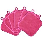 BloomSesame Makeup Remover Cloths for Face, Eye, Lips - Reusable Makeup Remover Pads Soft Microfiber Facial Cleansing Cloths 8 x 8 inch 6 Pack (Dark Pink)