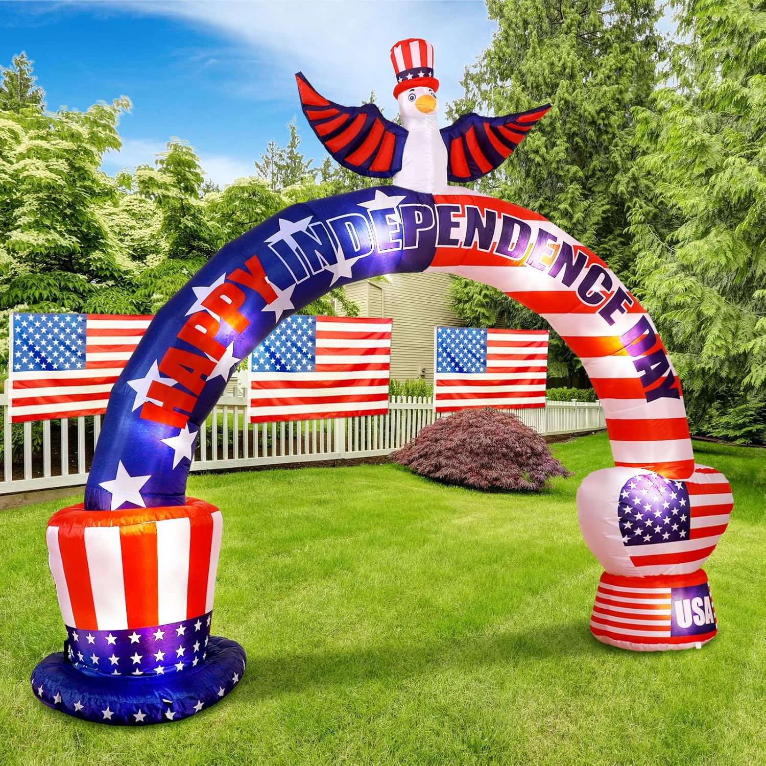 Sratte 9.2 ft Independence Day Inflatables Outdoor Decor Patriotic Blow up Inflatable American Bald Eagle Arch 250th Anniversary Decor with LED USA Flag for Party Outdoor Lawn Garden 2026