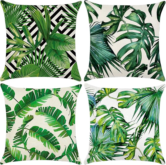 Cushion Covers 45 x 45 cm，Set of 4 pillow cover Cotton and Linen Pillow