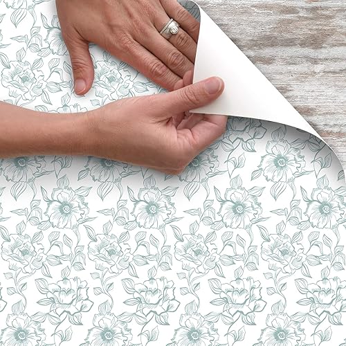 Miniatura 2 de Con-Tact Brand Blue-18 - Revestimiento adhesivo para cajón y estante, 18.0 x 9.0in, diseño floral antiguo, color azul