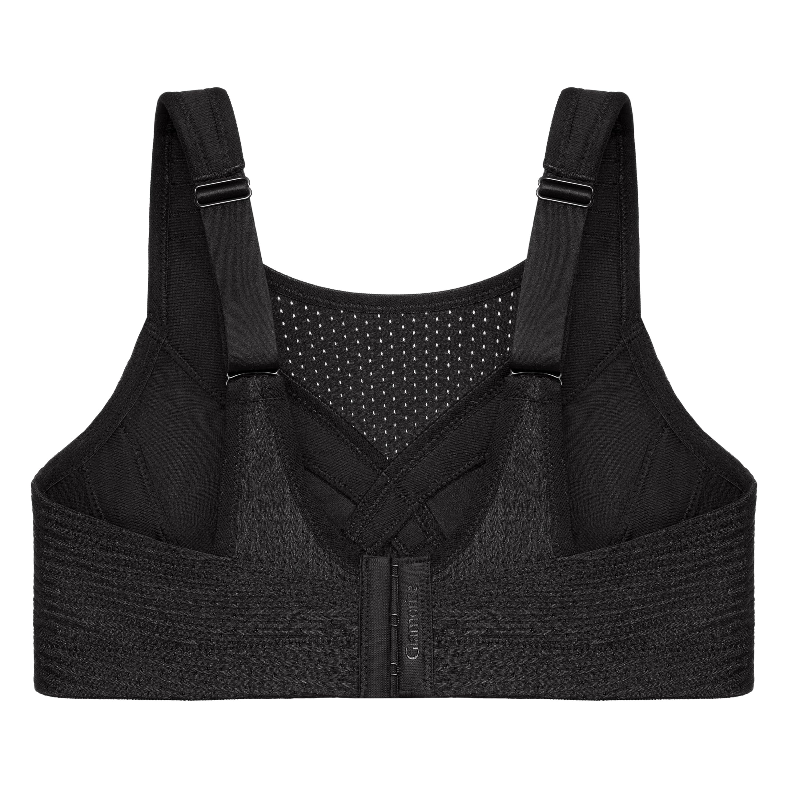 Glamorise Damski biustonosz sportowy 1166, jednolity czarny, 44H, Lity czarny, 100L