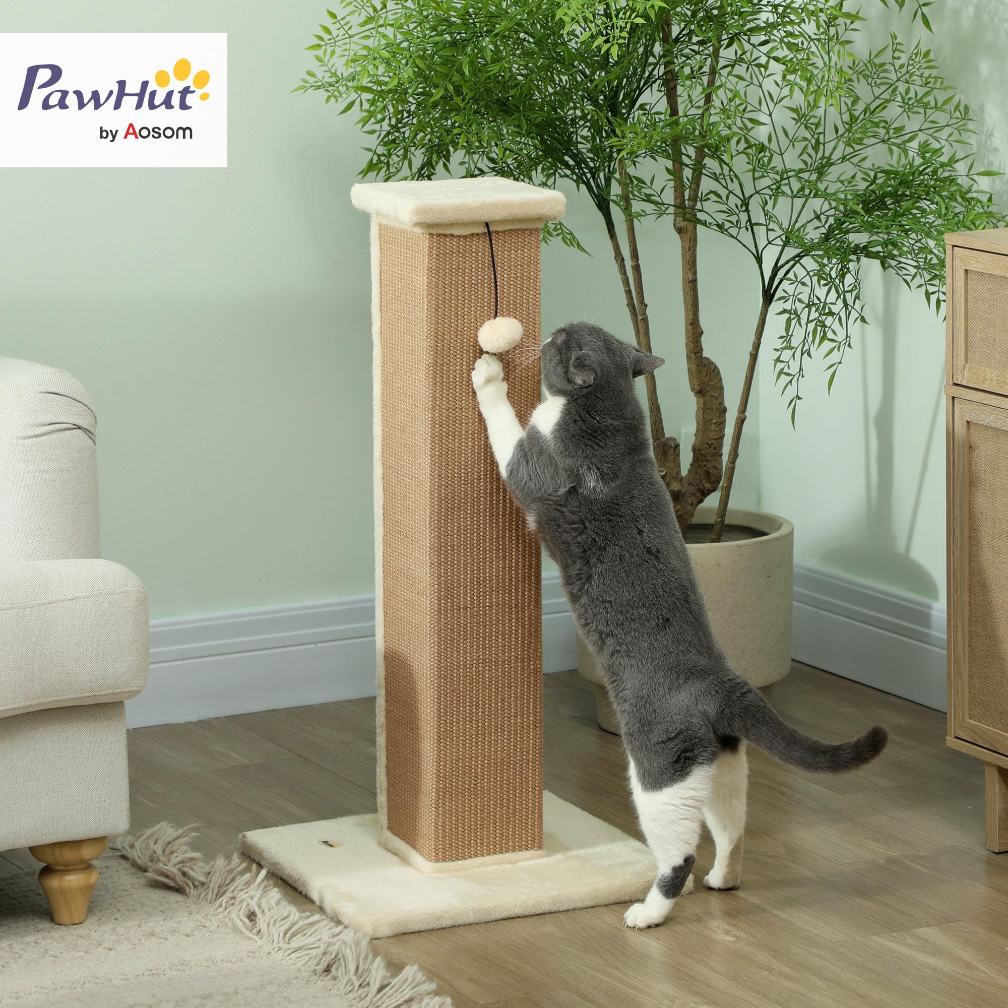 PawHut Griffoir pour Chatons d'intérieur, 81cm, Beige