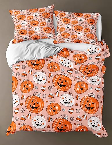 Miniatura 145 de Pumpkin Bedding Halloween Duvet Cover Set Funny Evil Pumpkin Pattern Design Black Halloween Bedding Set Queen 1 Duvet Cover 2 Pillowcases