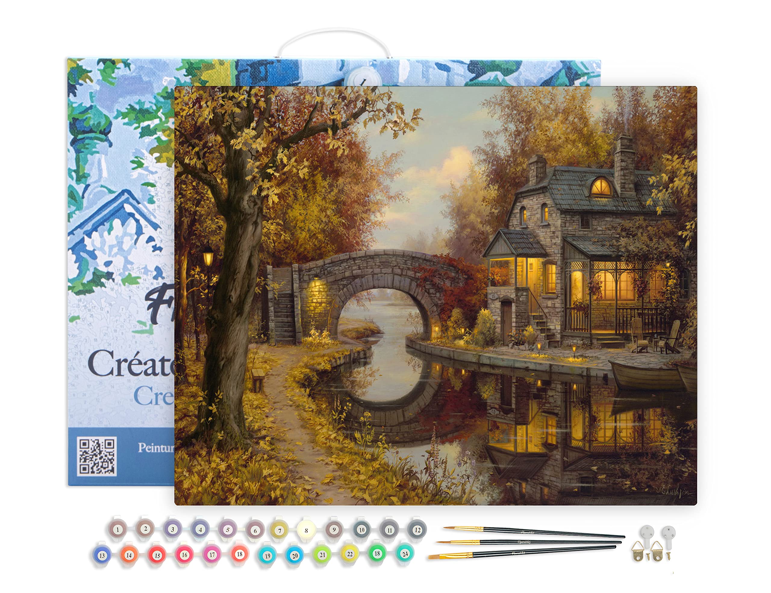 Figured'Art Pintar por Numeros Adultos con marco Retiro y tranquilidad - Manualidades pintura acrilica Kit Cuadro DIY completo - 40x50cm con bastidor montado