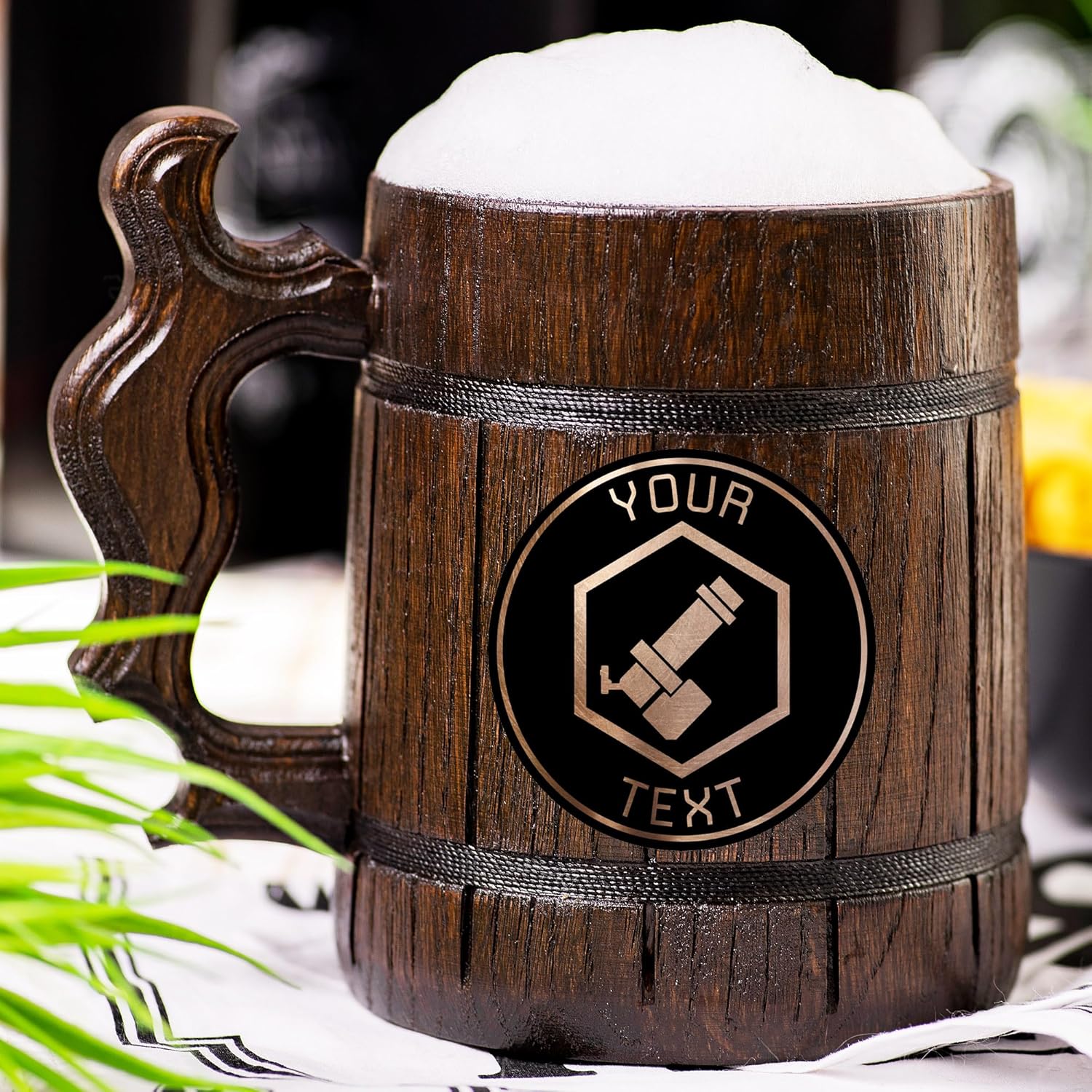 Deep Rock Galactic Gunner Beer Mug, DRG Personalized Stein, Wooden Tankard