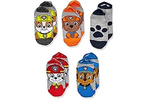 Boys' Paw Patrol 5 Pack No Show Socks, Our Team, Mishka, Rocky, Zuma, Chase
