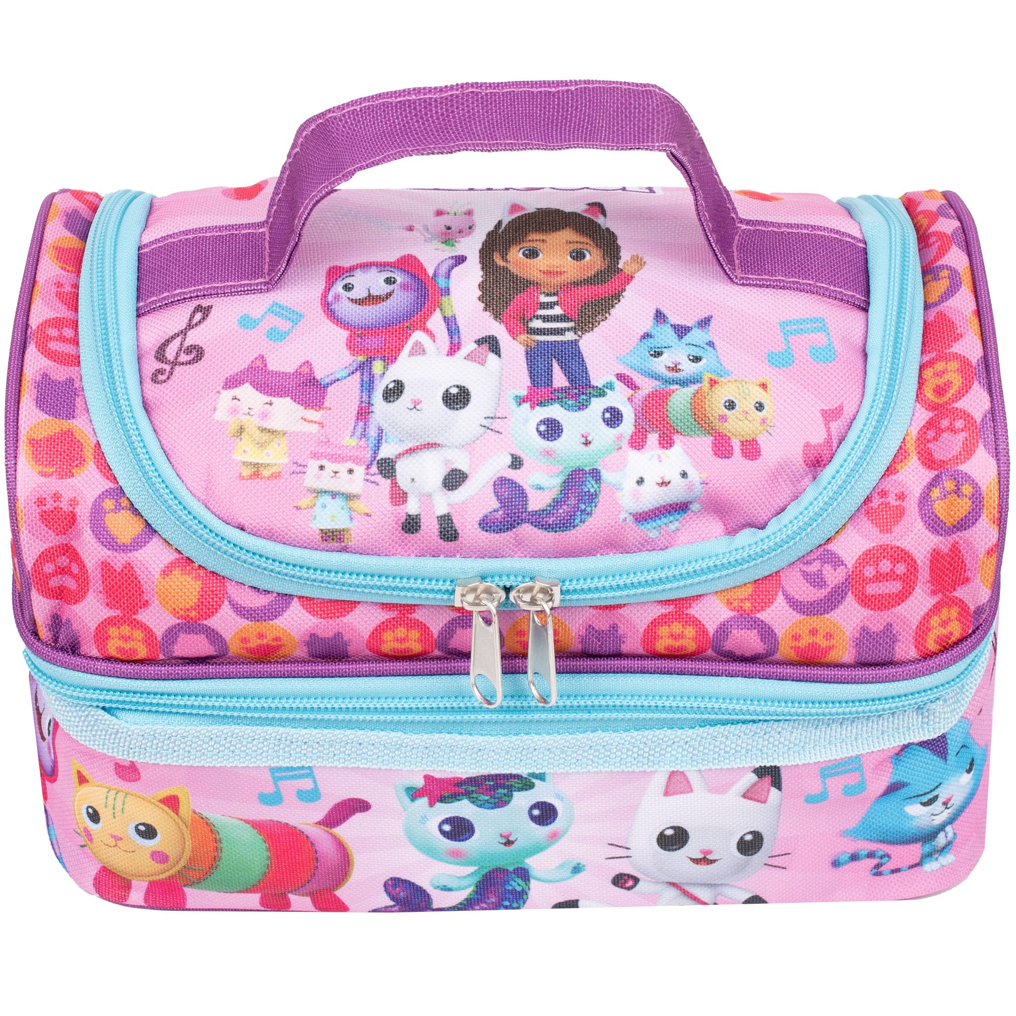 Gabby's Dollhouse – Lunchtasche für Kinder – Snack-Tasche mit mehreren Fächern für Mädchen Schule – isoliert & große Kapazität – Rosa
