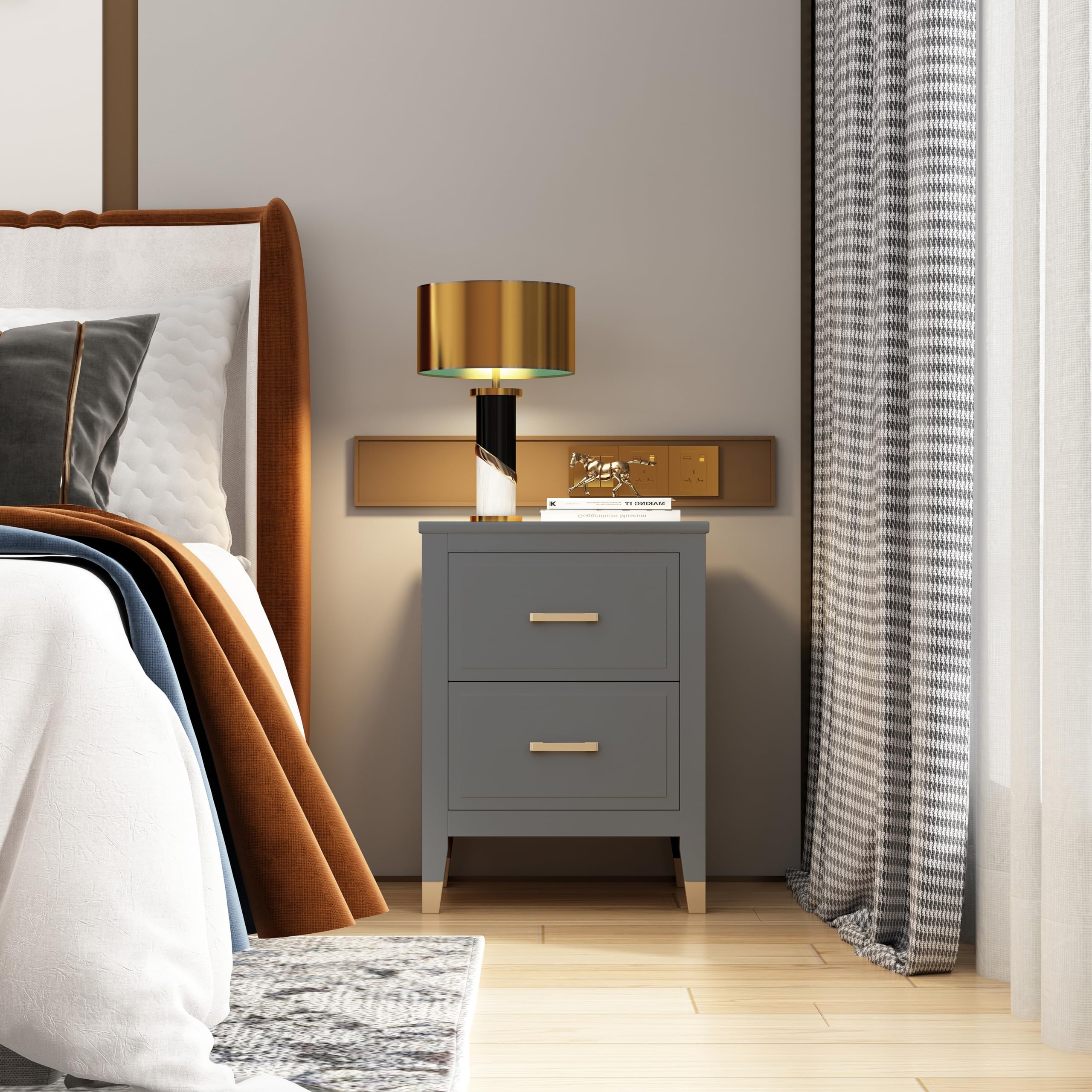 Cabinet Bits Palazzi 2 Drawer Bedside Table Grey