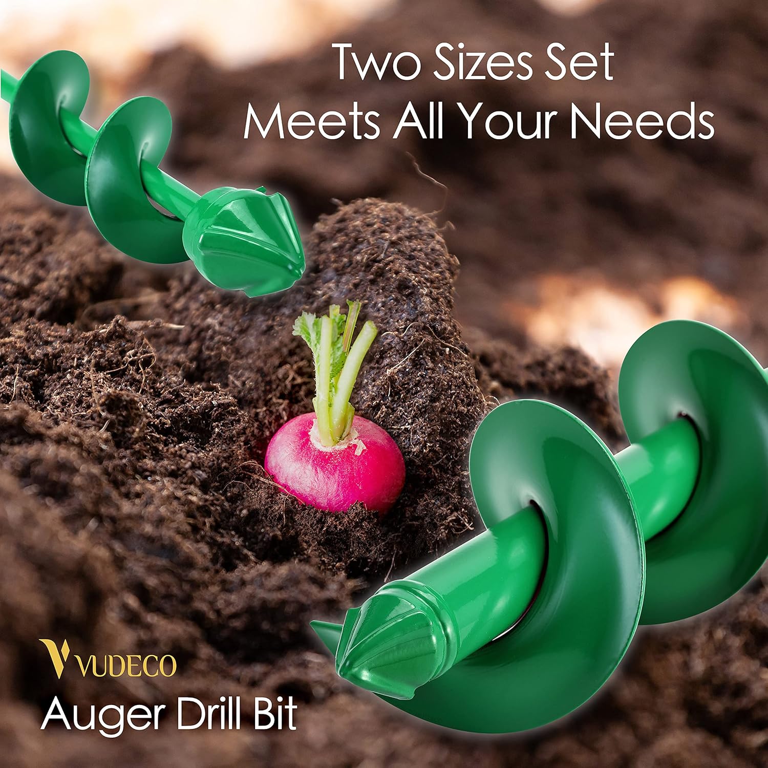 Bеѕt Prоmо VUDECO Auger Drill Bit 2 PCS Set with Garden Gloves for Planting Hole Drill Planter Auger Spiral Hole Drill Bit Bulb Bedding Digging Post Hole Planting Tool 11.8x3.15 and 8.7x1.57