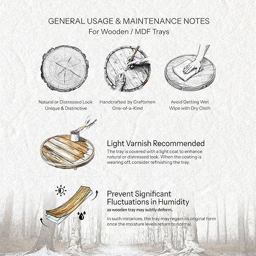 Miniatura 6 de Hanobe Bandeja otomana cuadrada grande bandeja de servir extra grande con asas, de madera rústica, blanca, decorativa, decoración del hogar de casa